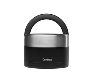 QWETCH - Lunch Box Isotherme Inox avec Poignée - Noir 650ml - Boîte Alimentaire Repas Chaud - 5h Chaud et 7h Froid - Etanche & Sans-BPA
