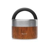 QWETCH - Lunch Box Isotherme Inox avec Poignée - Wood 650ml - Boîte Alimentaire Repas Chaud - 5h Chaud et 7h Froid - Etanche & Sans-BPA