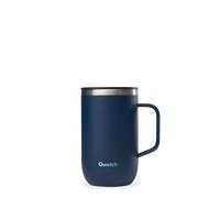 QWETCH - Mug Isotherme Inox Recyclé avec Anse & Filtre Infuseur Bleu Nuit - Tisanière Isotherme 470ml - Thermo Café & Thé - 6h Chaud & 12h Froid - Bouchon Coulissant Anti-Éclaboussures