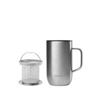 QWETCH - Mug Isotherme Inox Recyclé avec Anse & Filtre Infuseur Inox Brossé - Tisanière Isotherme 470ml - Thermo Café & Thé - 6h Chaud & 12h Froid - Bouchon Coulissant Anti-Éclaboussures