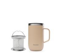 QWETCH - Mug Isotherme Inox Recy vec Anse & Filtre Infuseur Lin - Tisanière Isotherme 470ml - Thermo Café & Thé - 6h Chaud & 12h Froid - Bouchon Coulissant Anti-Éclaboussures