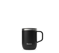 QWETCH - Mug Isotherme Inox Recyclé avec Anse - Noir 350ml - Tasse Isotherme Café & Thé - 6h Chaud & 12h Froid - Bouchon Coulissant Anti-Éclaboussures & Compatible Infuseurs