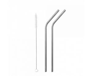 Qwetch - Paille Originals Lot De 2 + Goupillon - Pailles Coudée - 21 cm