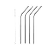 Qwetch - Paille Originals Lot De 4 + Goupillon - Pailles Coudée - 21 cm