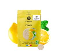 Qwetch - SOLID DRINKS BIO - Bio Citron - Pastille Hydratation Sans Sucre, Boisson Sans Sucre, Sans Calories, Vitamine C Naturelle, Vegan, Boisson Hydratante, 12 Pastilles, 6 L, Fabriqué en France