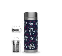 Qwetch - Théière Infusion Isotherme - Hanami Bleu 400ml - Bouteille infuseur Nomade Inox - 5h Chaud et 7h Froid Sans BPA, Étanche & Reutilisable - Idéale pour Thé, Café, Fruit, Tisane
