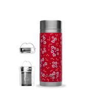 Qwetch - Théière Infusion Isotherme - Hanami Rouge 400ml - Bouteille infuseur Nomade Inox - 5h Chaud et 7h Froid Sans BPA, Étanche & Reutilisable - Idéale pour Thé, Café, Fruit, Tisane