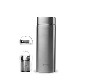Qwetch - Théière Infusion Isotherme - Inox Brossé 400ml - Bouteille infuseur Nomade Inox - 5h Chaud et 7h Froid Sans BPA, Étanche & Reutilisable - Idéale pour Thé, Café, Fruit, Tisane