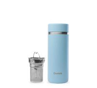 Qwetch - Théière Isotherme Nomade 400ml - Infuseur avec 2 Filtres - 12h Chaud / 24h Froid - Étanche, Réutilisable & Durable - Pour Thé, Café, Tisane, Fruits (Bleu Pastel)