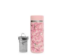 Qwetch - Théière Isotherme Nomade 400ml - Infuseur avec 2 Filtres - 12h Chaud / 24h Froid - Étanche, Réutilisable & Durable - Pour Thé, Café, Tisane, Fruits (Flowers Rose)