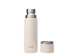 Qwetch - Thermo Isotherme Inox 750ml - Thermo avec Gobelet Inox Recyclé - 24h Froid et 12h Chaud - Etanche, Idéale pour Café et Thé - Sable