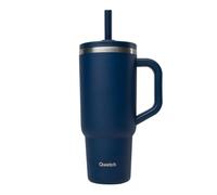 QWETCH Travel Cup Isotherme 900ml Étanche avec Paille Rabattable - Mug Isotherme Inox Recy vec Anse - Garde 48h Glacé / 12h Froid - Tumbler Isotherme - Gourde Compatible Porte-Gobelet - Bleu Nuit