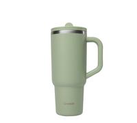 Qwetch - Travel Cup Isotherme inox w/ Bouchon Étanche - Mug Matt - Vert Tilleul - 900 ml