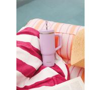 QWETCH - Travel Cup 900ml avec Paille & Anse - 48h Glacé / 12h Froid - Gourde Isotherme Inox Recyclé - Mug avec Bouchon à Vis Anti-Éclaboussures - Tasse Thermo - Lavande