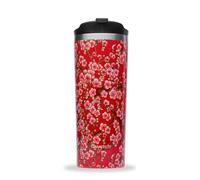QWETCH - Travel Mug Isotherme - Flowers Rouge 470ml - Thermos Café & Thé en Inox - 6h Chaud et 12h Froid - Sans BPA, Étanche, Mug de voyage