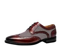 QWETYU Chaussures richelieu à lacets pour homme avec doublure en cuir pour mariage ou bureau Marron clair
