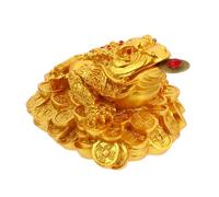 QWFVHJ Crapaud Feng Shui, Figurine de Crapaud doré Porte-Bonheur, Ornement décoratif for la Maison ou Le Bureau, symbolisant prospérité et Chance, avec Un Motif pièces Monnaie Chinoises