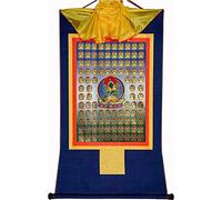 QWFVHJ Peinture sur Rouleau, Rouleau de Soie, Peinture sur Rouleau de Soie, thangka tibétain, 100 Tara Vertes, thangka tibétain(Blu,Small(35cm*27cm))