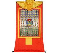 QWFVHJ Peinture sur Rouleau, Rouleau de Soie, Peinture sur Rouleau de Soie, thangka tibétain, 100 Tara Vertes, thangka tibétain(Red,Large(85cm*63cm))
