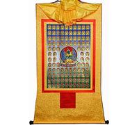 QWFVHJ Peinture sur Rouleau, Rouleau de Soie, Peinture sur Rouleau de Soie, thangka tibétain, 100 Tara Vertes, thangka tibétain(Unique Colour,Large(85cm*63cm))