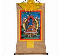 QWFVHJ Peinture sur Rouleau, Rouleau de Soie, Peinture sur Rouleau de Soie, thangka tibétain, Akshobhya (Un Bouddha guérisseur Avant(Beige,Medium(62cm*47cm))