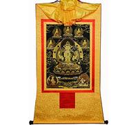 QWFVHJ Peinture sur Rouleau, Rouleau de Soie, Peinture sur Rouleau de Soie, thangka tibétain, Avalokitesvara à Quatre Bras, Padmapani, Chenrezig(Unique Colour,Medium(62cm*47cm))