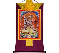 QWFVHJ Peinture sur Rouleau, Rouleau de Soie, Peinture sur Rouleau de Soie, thangka tibétain, gourou dragpo, Une émanation féroce du gourou-Saint(Purple,Small(35cm*27cm))