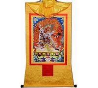 QWFVHJ Peinture sur Rouleau, Rouleau de Soie, Peinture sur Rouleau de Soie, thangka tibétain, gourou dragpo, Une émanation féroce du gourou-Saint(Unique Colour,Large(85cm*63cm))