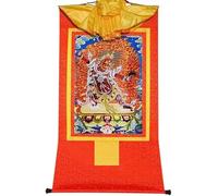 QWFVHJ Peinture sur Rouleau, Rouleau de Soie, Peinture sur Rouleau de Soie, thangka tibétain, gourou dragpo, Une émanation féroce du gourou-Saint(Red,Large(85cm*63cm))