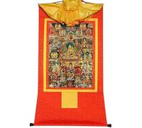 QWFVHJ Peinture sur Rouleau, Rouleau de Soie, Peinture sur Rouleau de Soie, thangka tibétain, gourou-Saint Padmasambhava et 23 jambhalas, Dieux(Red,Large(85cm*63cm))