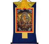 QWFVHJ Peinture sur Rouleau, Rouleau de Soie, Peinture sur Rouleau de Soie, thangka tibétain, Manjusri, Bouddha de la Sagesse, Peinture thangka tibétaine(Blu,Medium(62cm*47cm))