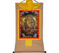 QWFVHJ Peinture sur Rouleau, Rouleau de Soie, Peinture sur Rouleau de Soie, thangka tibétain, Manjusri, Bouddha de la Sagesse, Peinture thangka tibétaine(Beige,Medium(62cm*47cm))