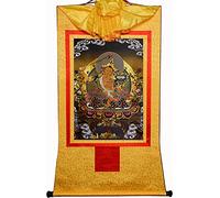 QWFVHJ Peinture sur Rouleau, Rouleau de Soie, Peinture sur Rouleau de Soie, thangka tibétain, Manjusri, Bouddha de la Sagesse, Peinture thangka tibétaine(Unique Colour,Large(85cm*63cm))