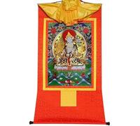 QWFVHJ Peinture sur Rouleau, Rouleau de Soie, Peinture sur Rouleau de Soie, thangka tibétain, Tara Blanche, sittara, Peinture thangka tibétaine(Red,Small(35cm*27cm))