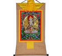 QWFVHJ Peinture sur Rouleau, Rouleau de Soie, Peinture sur Rouleau de Soie, thangka tibétain, Tara Blanche, sittara, Peinture thangka tibétaine(Beige,Large(85cm*63cm))