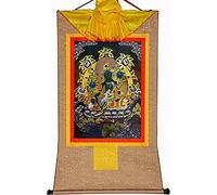 QWFVHJ Peinture sur Rouleau, Rouleau de Soie, Peinture sur Rouleau de Soie, thangka tibétain, Tara Verte, Khadiravani, Peinture thangka tibétaine(Beige,Small(35cm*27cm))