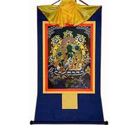 QWFVHJ Peinture sur Rouleau, Rouleau de Soie, Peinture sur Rouleau de Soie, thangka tibétain, Tara Verte, Khadiravani, Peinture thangka tibétaine(Blu,Small(35cm*27cm))