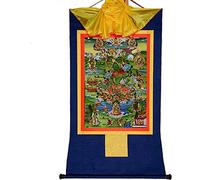 QWFVHJ Peinture sur Rouleau, Rouleau de Soie, Peinture sur Rouleau de Soie, thangka tibétain, thangka tibétain Bodhisattva Tara Fait Main(Blu,M)