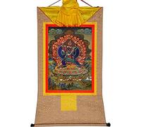 QWFVHJ Peinture sur Rouleau Suspendu, Rouleau de Soie, Peinture sur Rouleau de Soie, thangka tibétain, Vajrabhairava, conquérant du Seigneur de(Beige,Large(85cm*63cm))