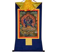 QWFVHJ Peinture sur Rouleau Suspendu, Rouleau de Soie, Peinture sur Rouleau de Soie, thangka tibétain, Vajrabhairava, conquérant du Seigneur de(Blu,Small(35cm*27cm))