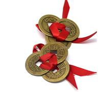 QWFVHJ Pièces du Yi King, décoration Feng Shui, 2 pièces de Monnaie Chinoises Feng Shui, Trois pièces du Yi King for la Fortune, avec Sac Cadeau de 2,3 cm