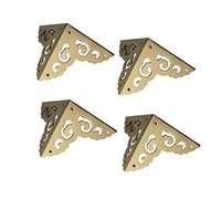 QWFVHJ Protections d'angle en métal Vintage, Filigrane d'angle, Plaque de Protection de boîte en Bois en Bronze Antique, Pieds de boîte à Bijoux décoratifs, quincaillerie décorative(Gold,S)