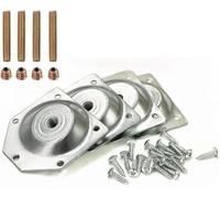 QWFVHJ Supports de Fixation for Pieds Table, kit 4 plaques for Meubles à 12 degrés - avec vis et Inserts for l'installation sur chaises/armoires(Silver)