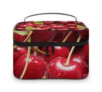 QWHJK Sac de rangement multifonction, cerises rouges imprimées, sac de rangement de salle de bain, sac de rangement multifonction portable, cerises rouges, 25 x 18 x 15 cm, Cerises rouges., 25x18x15cm