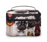 QWHJK Sac de rangement multifonction, chiot carlin imprimé sac de rangement de salle de bain, sac de rangement multifonction portable, chiot carlin, 25 x 18 x 15 cm, Chiots Carlin, 25x18x15cm