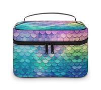 QWHJK Sac de rangement multifonction, écailles de sirène dégradées de rêve, sac de rangement de salle de bain, sac de rangement multifonction portable, écailles de sirène dégradées, 25 x 18 x 15 cm,