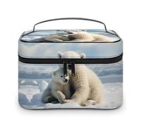 QWHJK Sac de rangement multifonction, mignon ours polaire imprimé, sac de rangement de salle de bain, sac de rangement multifonction portable, ours polaire mignon, 25 x 18 x 15 cm, Joli ours polaire.,