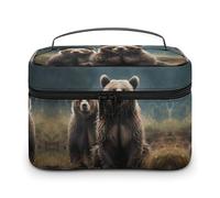 QWHJK Sac de rangement multifonction, rencontre ours animal imprimé sac de rangement de salle de bain, sac de rangement multifonction portable, rencontre ours animal, 25 x 18 x 15 cm, Rencontre Ours