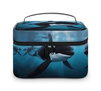 QWHJK Sac de rangement multifonction, sac de rangement pour salle de bain, maquillage, épaulard, 25 x 18 x 15 cm, Baleine tueuse., 25x18x15cm