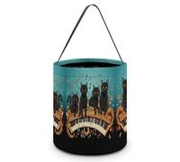 QWHJK Sacs à bonbons, quatre chats noirs allongés sur le clavier de piano imprimé sac fourre-tout Halloween, seau à bonbons réutilisable, sac fourre-tout tendance, quatre chats noirs allongés sur le